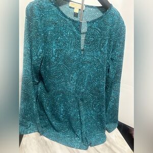 Michael Kors Teal Paisley Women's Top- size med